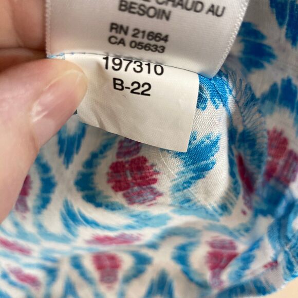 Foxcroft NYC Popover Top Sz 4 Blue/Pink Print Wrinkle Free 3/4 Sleeve Cotton‎ - Picture 6 of 8
